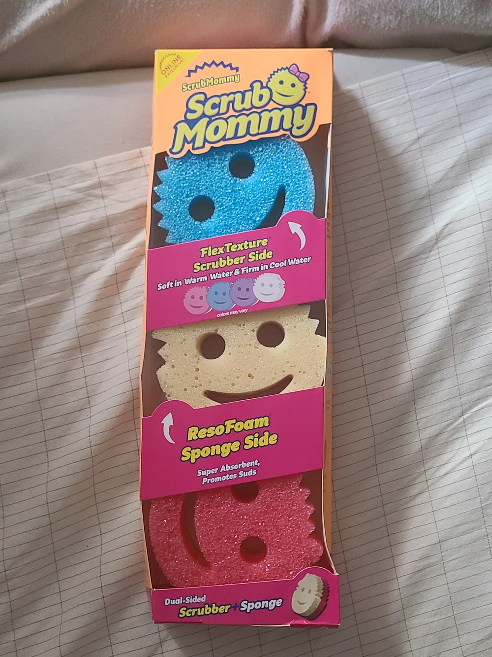 Scrub Mommy Dual-Sided Smile Sponges - Blue, Cream, Pink
